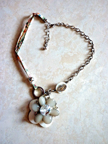 Collier liberty tissu - tissu, nacre