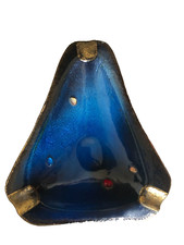 cendrier en émaux d'art  Limoges signé JF Carmona vintage artisanat artisant