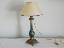 ANCIEN VASE en Céramique à Décor Oiseau Monté en LAMPE Pied BRONZE  Signé