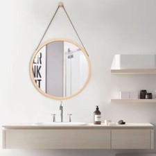 Miroir Mural Rond 45cm Décor Bois -  - V2092839
