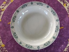 Plat Rond Creux Terre deFer Porcelaine Opaque Gien Modèle Lucerne Art Déco Vert