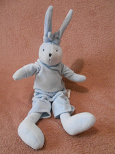 Doudou Peluche lapin bleu -