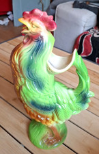 Pichet zoomorphe coq barbotine