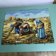 Vintage Tapisserie Les Glaneuses J.F. Millet Canevas Terminé France 66x50 cm