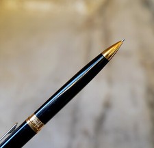 ELEGANT PORTE-MINES WATERMAN EXCEPTION EN LAQUE NOIRE & PL. OR 18 CARATS