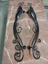 Immense Paire de poignées de portes en fer forgé forme oiseaux de Paradis