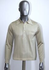 French Vintage 70s MONTAGUT PARIS polyamide long sleeves beige polo shirt size M