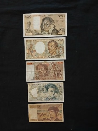 Billets francs usagés - billets,