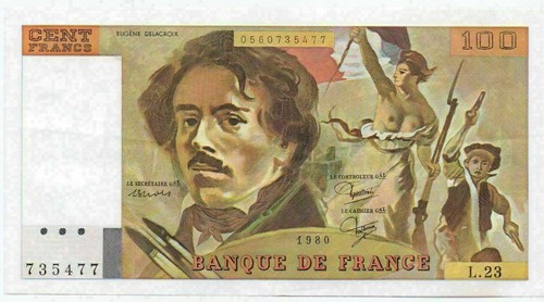100 francs delacroix - francs, 1980