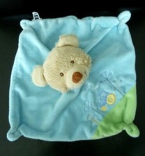*. DOUDOU PLAT TEX BABY OURS BLEU VERT BEIGE MARRON TRACTEUR EXCELLENT ETAT
