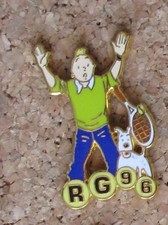 Pin's sport tennis Roland Garros Tintin et Milou 1996