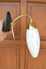 Belle applique murale année 60-70 verre blanc et dorure