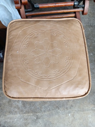 Beige square leather - , pouf