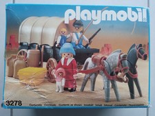 3278 PLAYMOBIL WESTERN VINTAGE : Chariot bâché far West / Cowboy / Fermier  1990