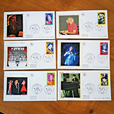 ⭐ FRANCE FDC 6 Enveloppes SOIE Artistes Chanson 2001 1er Jour - Timbre Poste ⭐