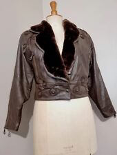 CLARENCEL PARIS : VESTE CUIR MARRON VINTAGE 80S  PERFECTO REVISITE TBE 