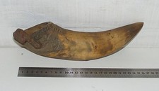 COFFIN EN CORNE DE BOVIN - ETUI PORTE PIERRE A AIGUISER OUTIL AGRICOLE ANCIEN