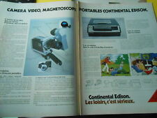 Publicité Advert 1984  Continental Edison Camera Magnetoscope