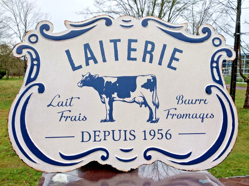 Plaque métal laiterie - métal, depuis