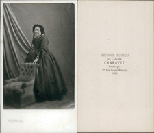 Charvet, Paris, portrait de femme Vintage CDV albumen carte de visite CDV, t