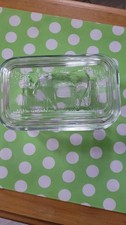 BEURRIER VINTAGE EN VERRE A DECOR DE VACHE