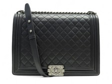 SAC A MAIN CHANEL BOY JUMBO BANDOULIERE EN CUIR NOIR BLACK LEATHER HANDBAG 7100€