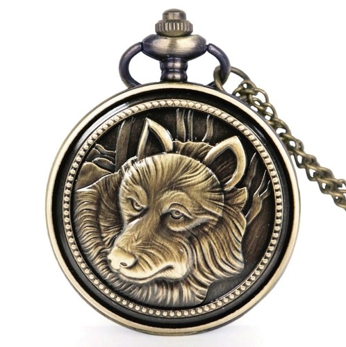 Montre gousset loup chien - montre,