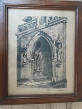 Julien LACAZE : - « Portail gothique » - Estampe - 41 x 34 cm 