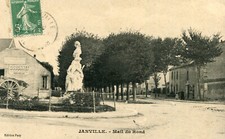 Carte JANVILLE EN BEAUCE Mail du Rond La statue Plaque Pub DUBONNET