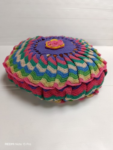 Ancien coussin rond crochet - coussin, au