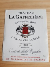 étiquette vin Chateau La Gaffelière 1981 saint emilion grand cru wine label