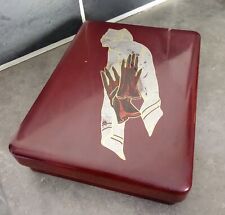 Vintage ancien beau coffret boîte à gants / écharpe aspect laque rouge Japon C23