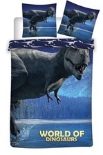 Animal Déco - Parure de lit Enfant Bleu Dinosaure T-Rex - Housse de Couette 140x