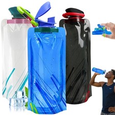 3 Pcs Gourde Pliable 700ML Gourde Souple Running avec Mousqueton Réutilisable...