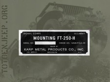 plate plaque plaquette FT250 H