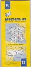 1983 Carte MICHELIN N°83 CARCASSONNE  NIMES
