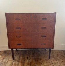 Commode scandinave nordique à 4 tiroirs en bois teck vintage chambre