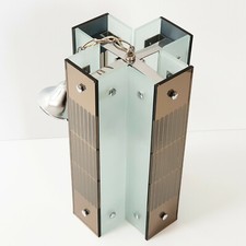 LUSTRE SUSPENSION ITALIENNE 1970 VINTAGE VERRE & VERRE MIROIR FONTANA ARTE 70S