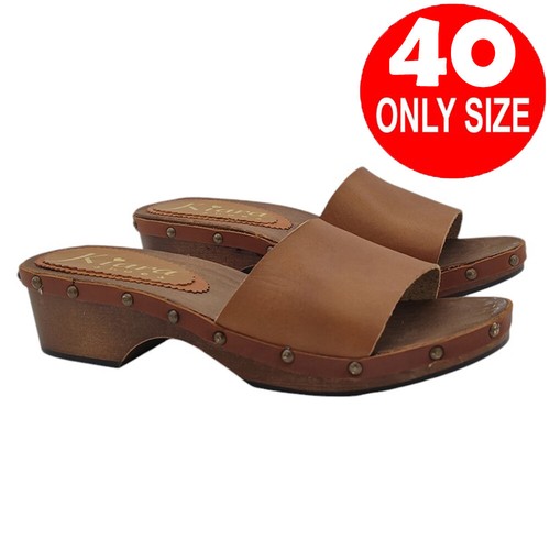 Mule véritable cuir brun - mule,