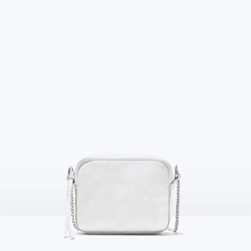 Zara white leather messenger - white,