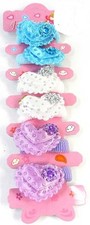 CHOUCHOU KIKI lot de 6 COULEURS ASSORTIES coeur strass rose bleu blanc blister