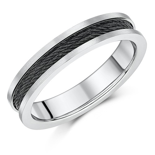 Bague acier noir titane - acier,
