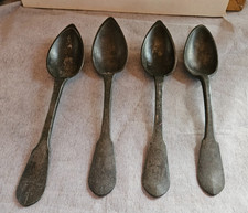 LOT DE 4 ANCIENNES CUILLERES  EN ETAIN MARQUEES  VIEL - F . BERTHEUX -  LYON