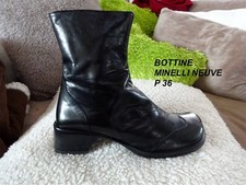 BOTTINE MINELLI BOOTS EN CUIR VERITABLE NOIR  NEUVE STABLE TALON CARRE P 36