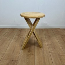 Tabouret pliant en hêtre Roger Tallon pour Sentou, design années 70/80, vintage
