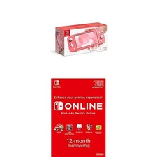 Nintendo Switch Lite - Coral + Switch Online 12 Months  Coral  (Nintendo Switch)