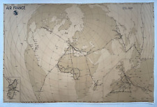 WORLD MAP AIR FRANCE AIRLINES 1949 VERY LARGE PICTORIAL MAP