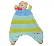 Doudou plat ours bleu vert