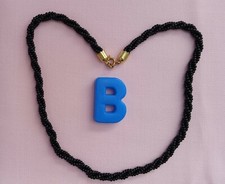 COLLIER AUTHENTIQUE VINTAGE CHOKER NEUF RANGS DE FINES PERLES NOIRES TORSADÉS 2B