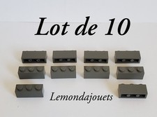 Lot de 10 Briques Lego 3622 Brick 1x3 Old Dark Gray Brique Vieux Gris Foncé 3x1